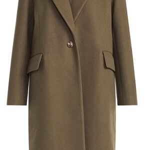 Classic Dark Olive Brown Oversize Scoop Faux Wool Coat for Women Size XXL 20